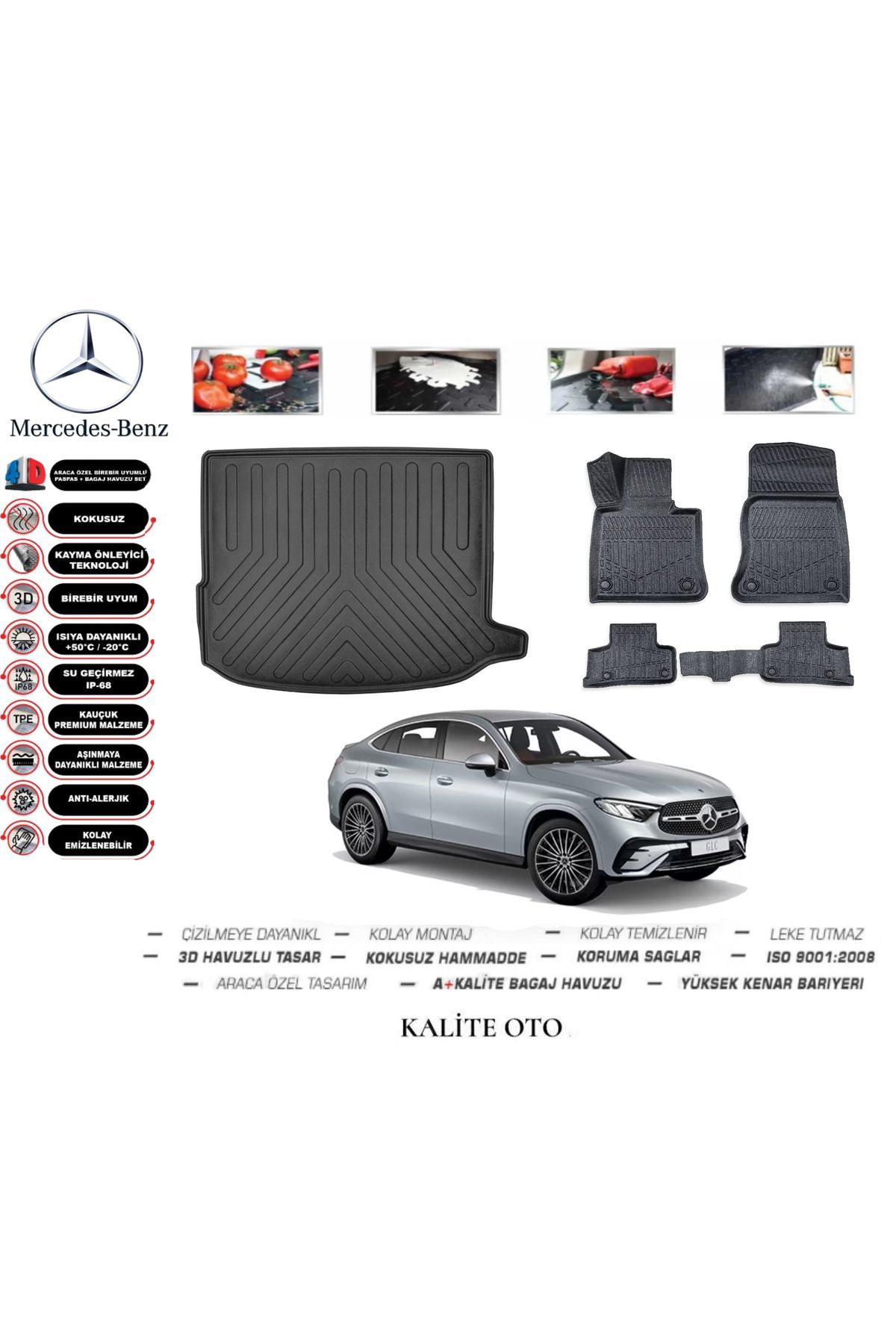 Mercedes GLC Coupe 2017 Model 3D Bagaj Havuzu+4D Havuzlu Paspas Seti