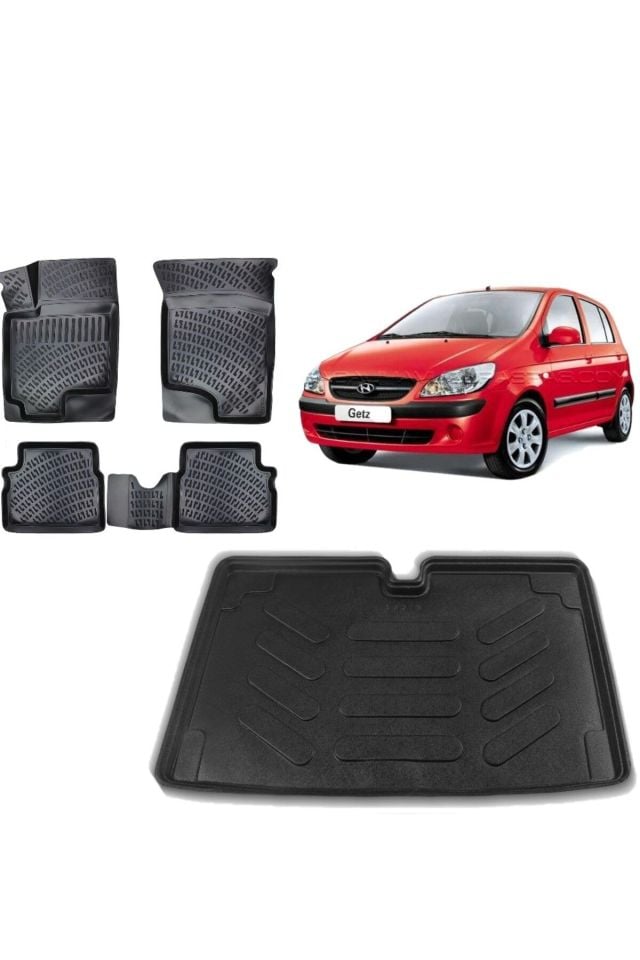 Hyundai Getz 2007 Model 3D Bagaj Havuzu+3D Havuzlu Araca Özel Paspas Takımı