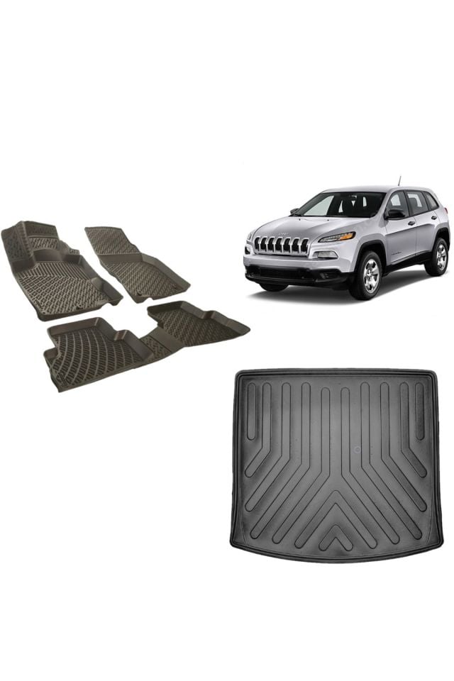 Jeep Grand Cherokee (KL) 2018 Model 3D Bagaj Havuzu+3D Havuzlu Araca Özel Paspas Takımı