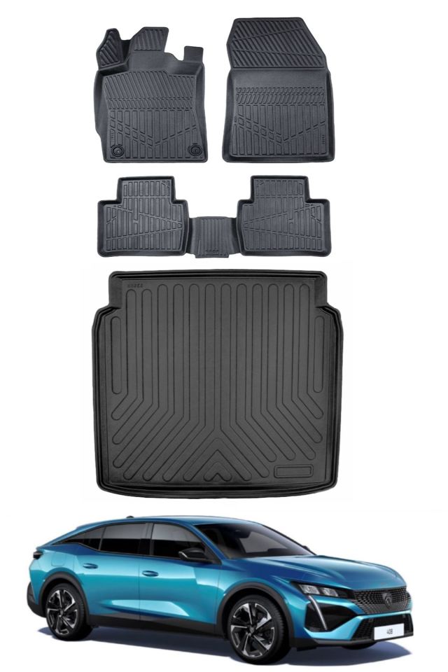 Peugeot 408 2023 Model Bagaj Havuzu Araca Özel Siyah Paspas Takımı