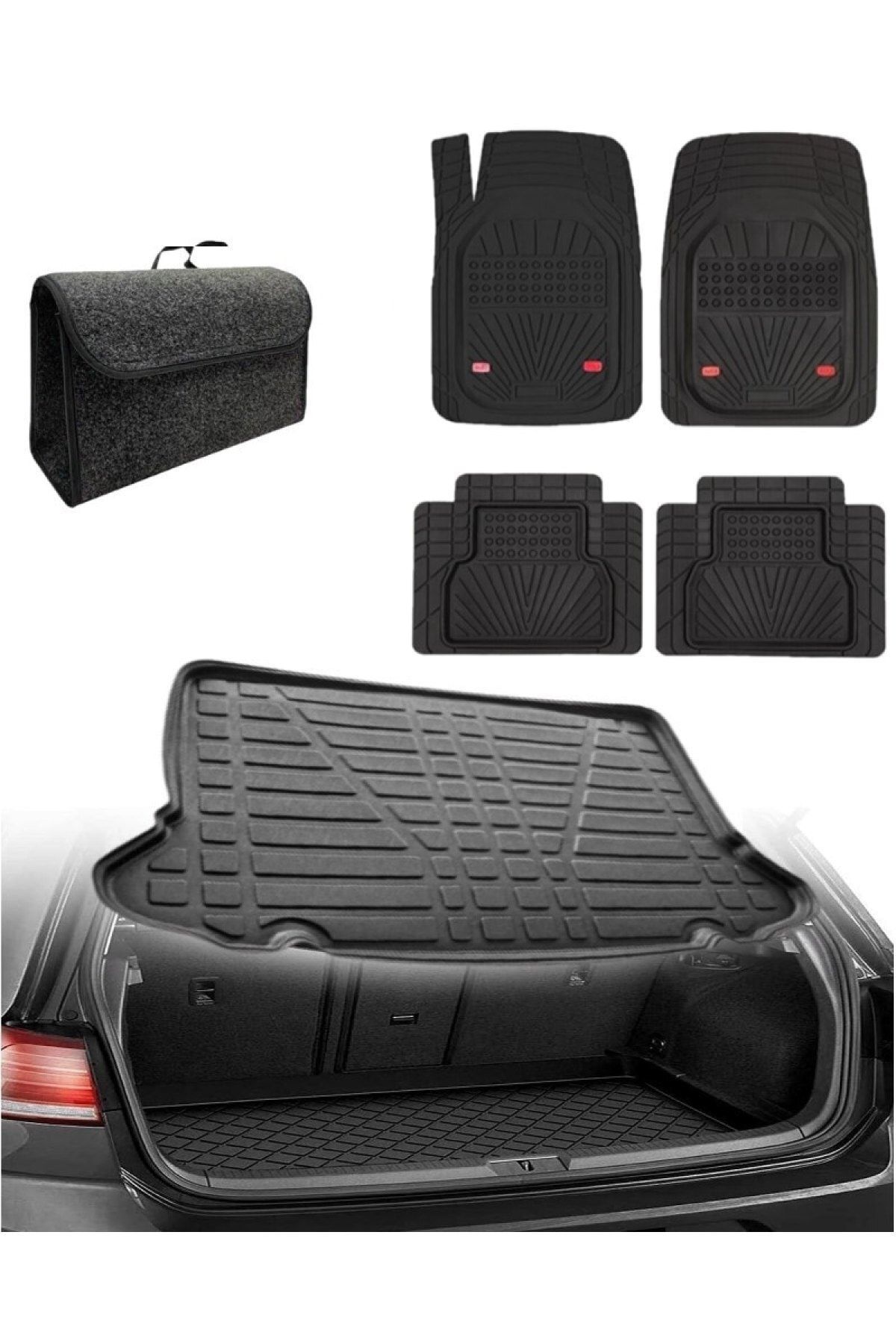 Toyota Corolla Sedan 2001-2006 Uyumlu Kokusuz 3d Bagaj Havuzu+3d Venüs Siyah Havuzlu Paspas