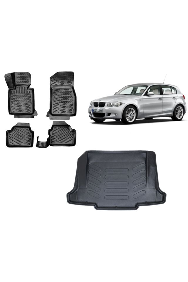 Bmw 1 Serisi E87 2009 Model 3D Bagaj Havuzu+3D Havuzlu Araca Özel Paspas Takımı