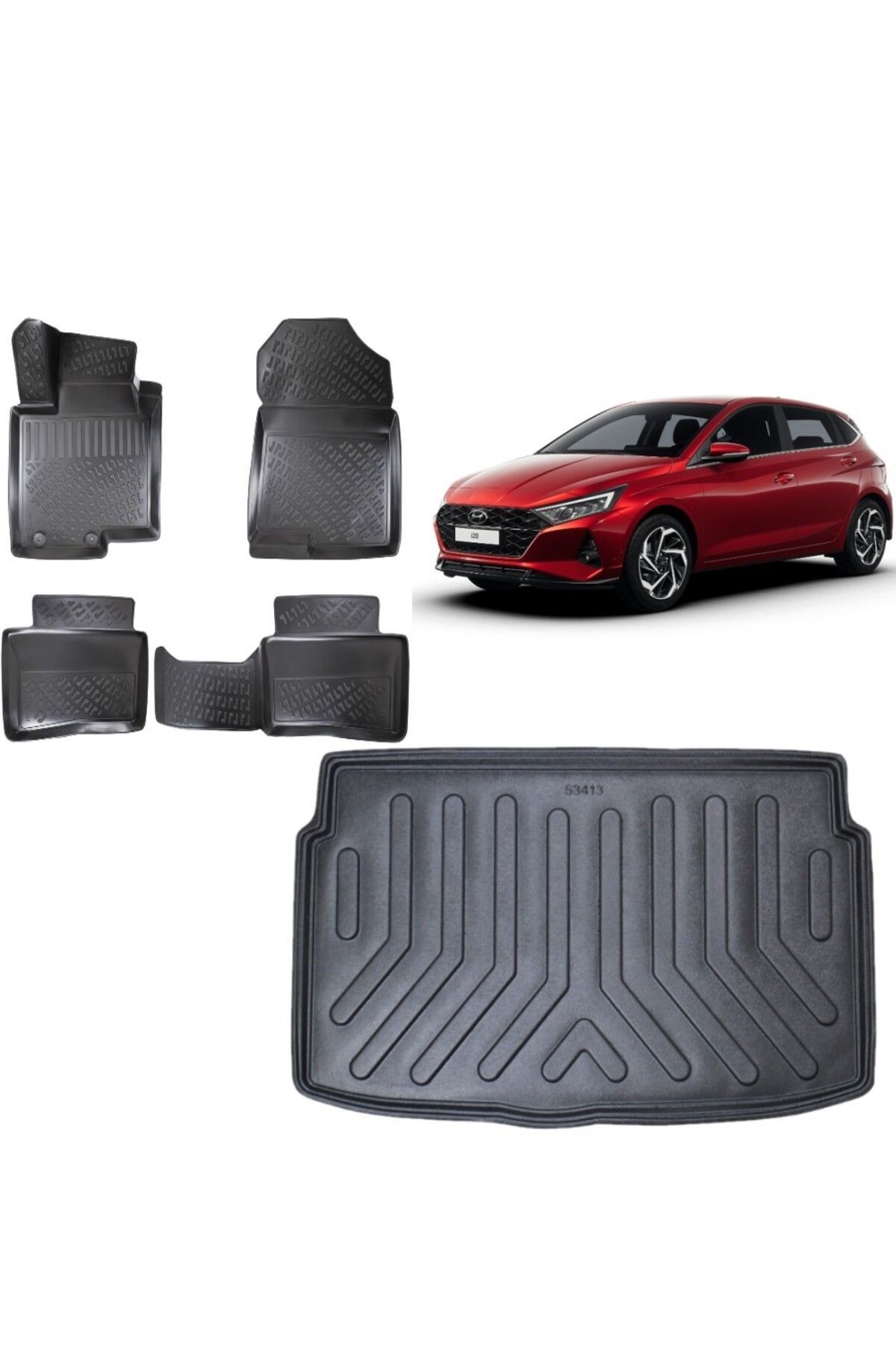 Hyundai i20 2023 Model Jump Style,Elite Paket 3D Bagaj Havuzu+3D Havuzlu Araca Özel Paspas Takımı