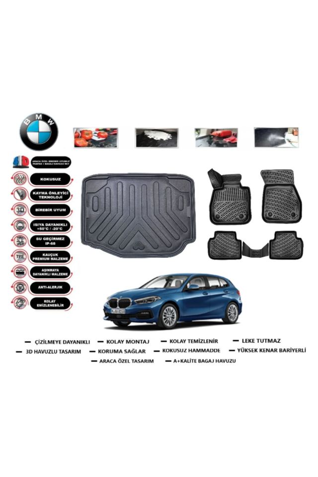 Bmw 1 serisi F40 2025 Model Alt Bagaj Havuzu Araca Özel Paspas Takımı Prrox