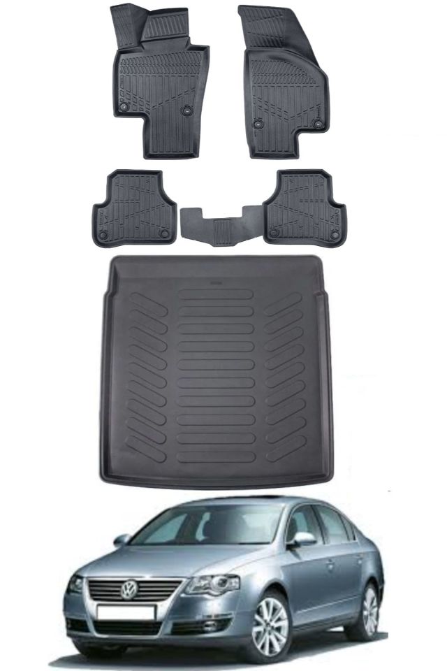 Volkswagen Passat B6 2010 Model Bagaj Havuzu Araca Özel Siyah Paspas Takımı