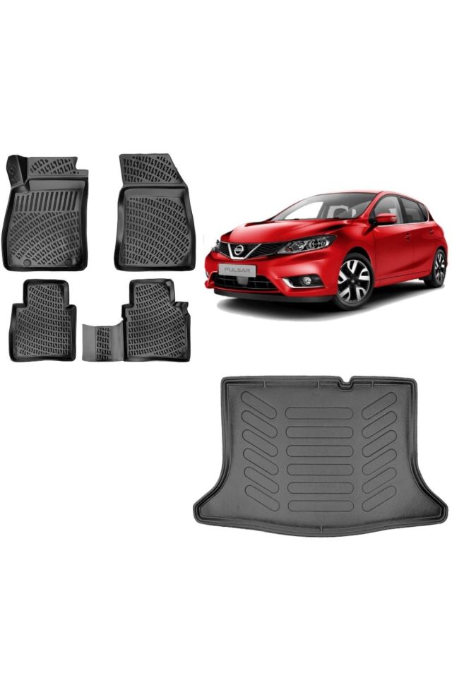Nissan Pulsar 2014 Model 3D Bagaj Havuzu+3D Havuzlu Araca Özel Paspas Takımı