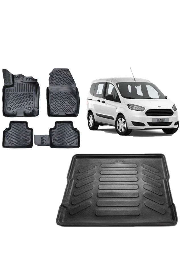Courier 2017 Model 3D Bagaj Havuzu+3D Havuzlu Araca Özel Paspas Takımı