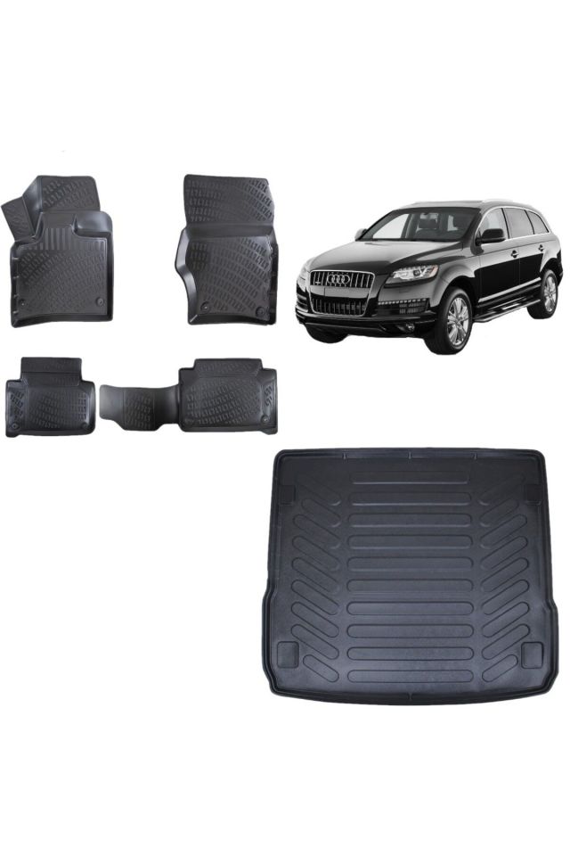 Audi Q7 2009 Model 3D Bagaj Havuzu+3D Havuzlu Araca Özel Paspas Takımı