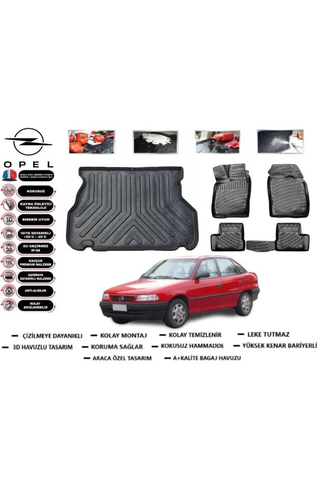 Opel Astra F Sedan 1994 Model Bagaj Havuzu Araca Özel Paspas Takımı Prrox