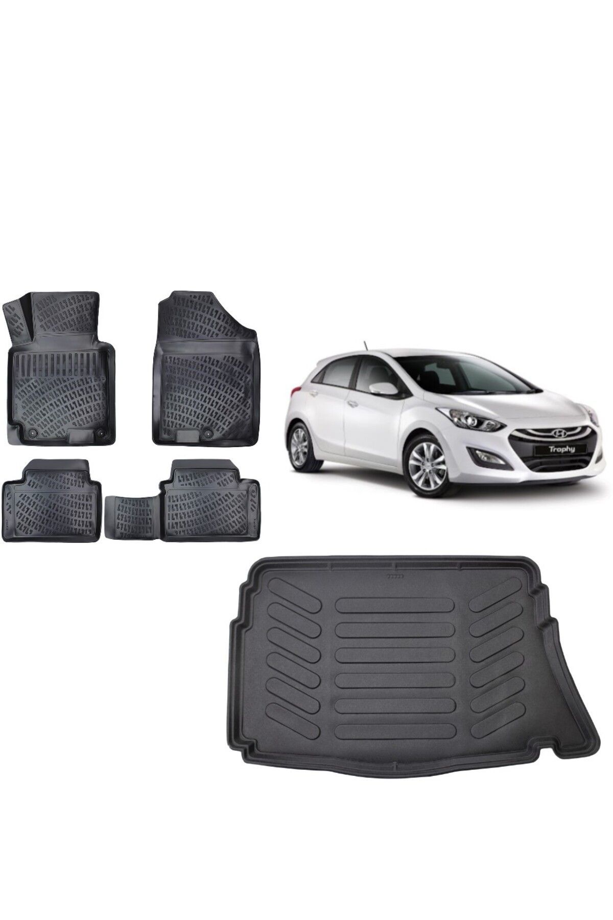 Hyundai i30 2013 Model 3D Bagaj Havuzu+3D Havuzlu Araca Özel Paspas Takımı