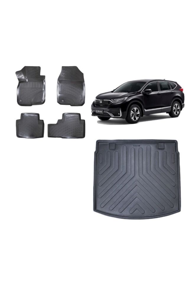 Honda CRV 2020 Model 3D ÜST KADEME Bagaj Havuzu+3D Havuzlu Araca Özel Paspas Takımı