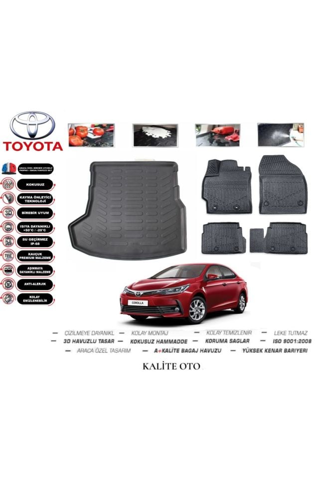 Toyota Corolla Sedan 2014 Model 3D Bagaj Havuzu+4D Havuzlu Paspas Seti