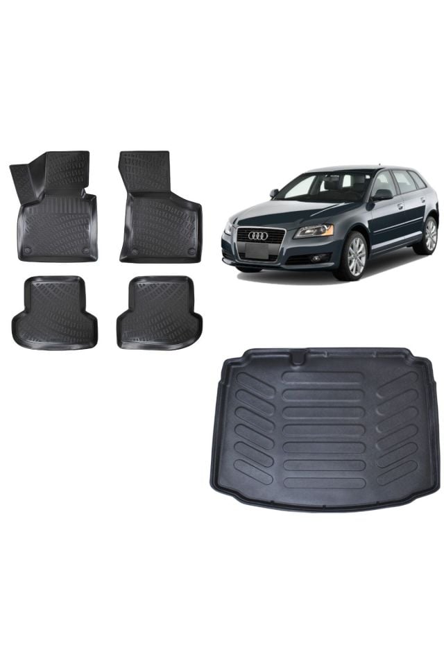 Audi A3 Hatchback 2009 Model 3D Bagaj Havuzu+3D Havuzlu Araca Özel Paspas Takımı