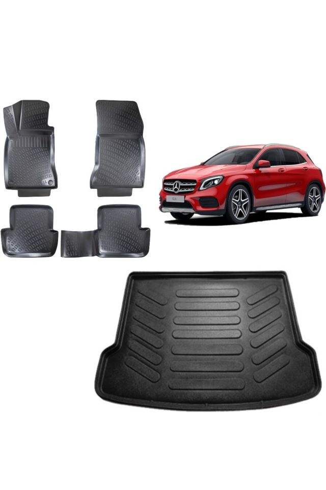 Mercedes GLA 2019 Model 3D Bagaj Havuzu+3D Havuzlu Araca Özel Paspas Takımı
