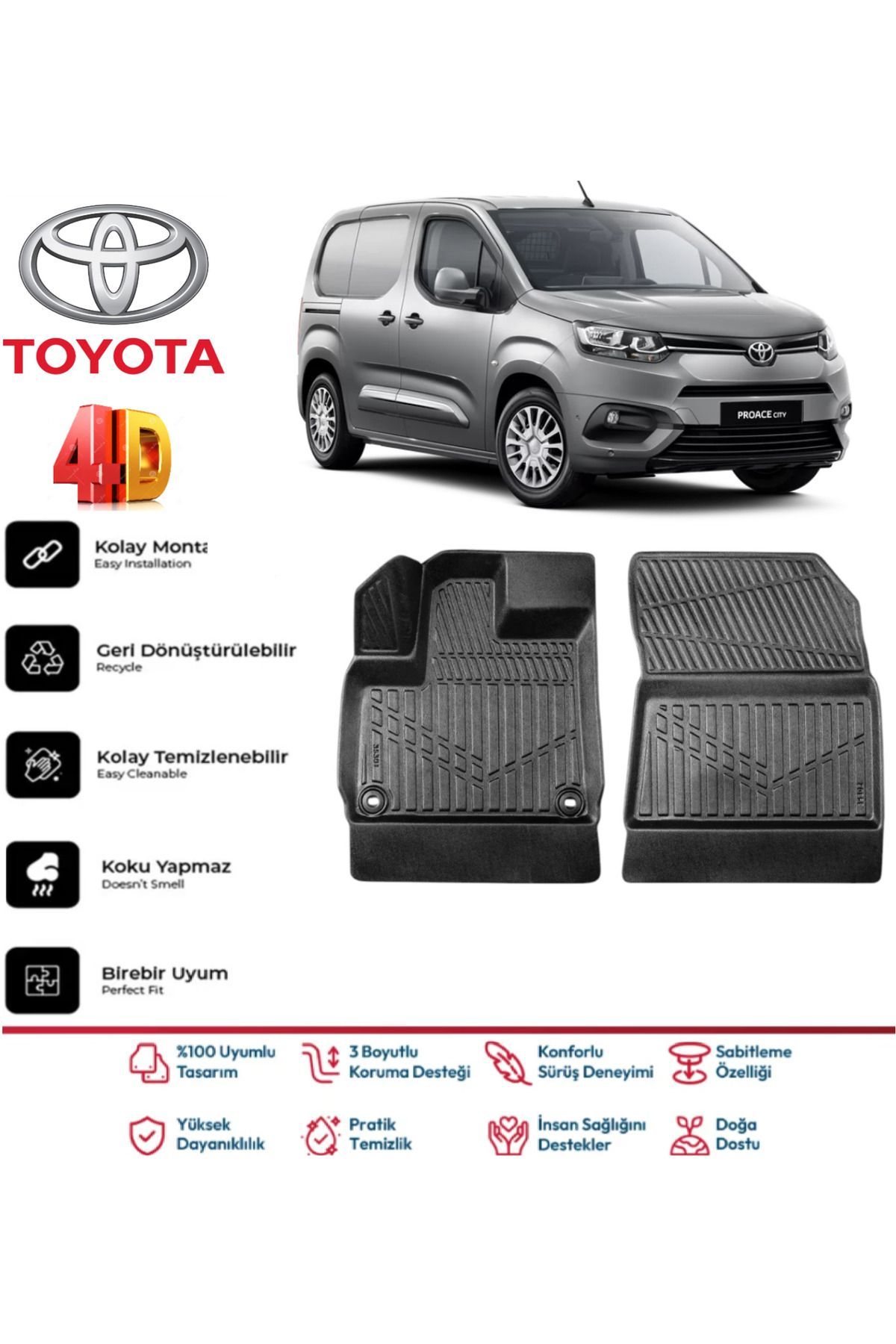 Toyota Proace City Panelvan 2024 Model 4D Havuzlu Paspas