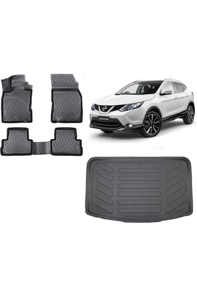 Nissan Qashqai 2019 (Visia) Model 3D Bagaj Havuzu+3D Havuzlu Araca Özel Paspas Takımı