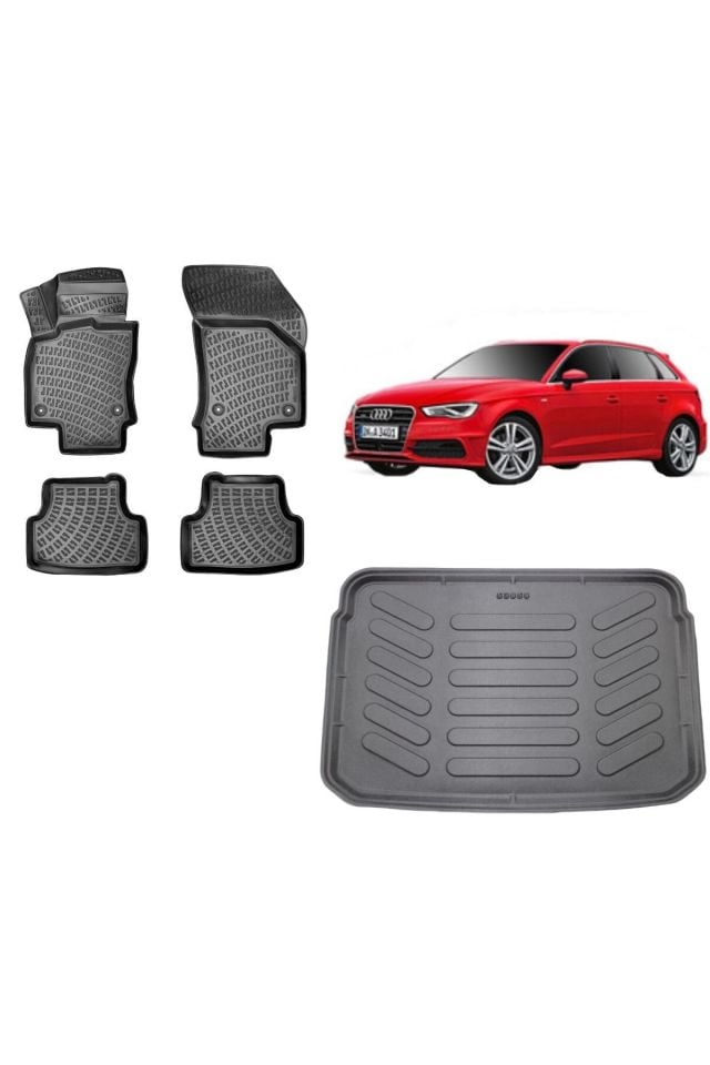 Audi A3 Hatchback 2018 Model 3D Bagaj Havuzu+3D Havuzlu Araca Özel Paspas Takımı
