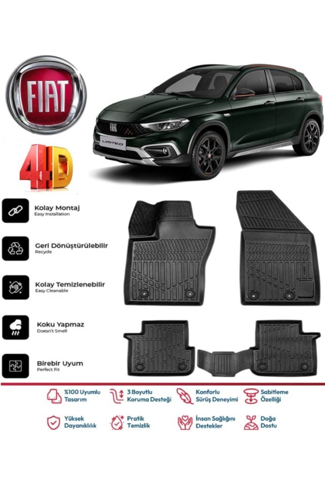 Fiat Egea Cross 2025 Model 4D Havuzlu Paspas Uyumlu