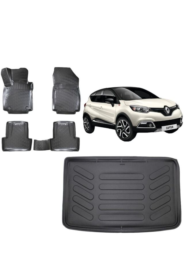 Renault Captur 2016 Model 3D Bagaj Havuzu+3D Havuzlu Araca Özel Paspas Takımı