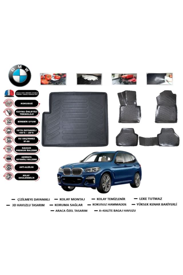 Bmw X3 2016 Model Bagaj Havuzu Araca Özel Paspas Takımı Prrox