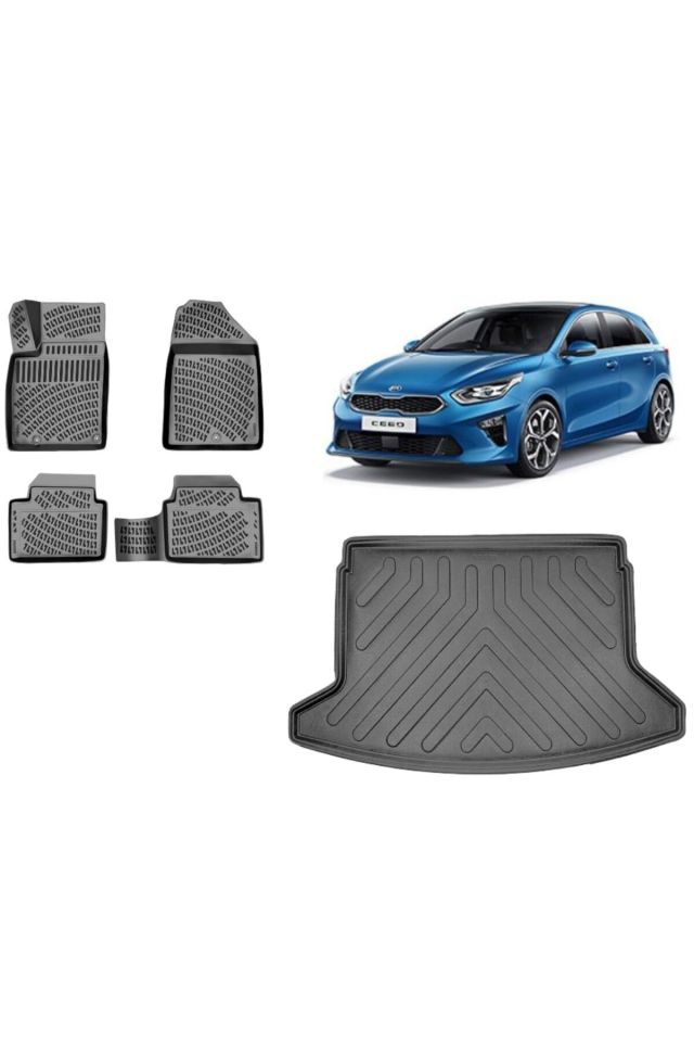 Kia Ceed 2020 Model Hatchback 3D Bagaj Havuzu+3D Havuzlu Araca Özel Paspas Takımı