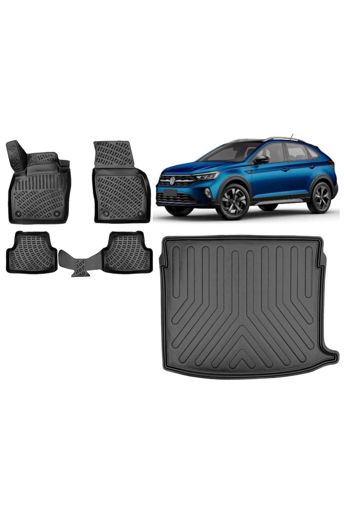 Volkswagen Taigo 2021 Model ÜST KADEME 3D Bagaj Havuzu+3D Havuzlu Araca Özel Paspas Takımı