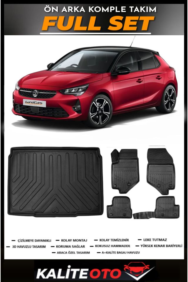 Opel Corsa F Bagaj Havuzu+4.5D Havuzlu Paspas Seti 2024 Model