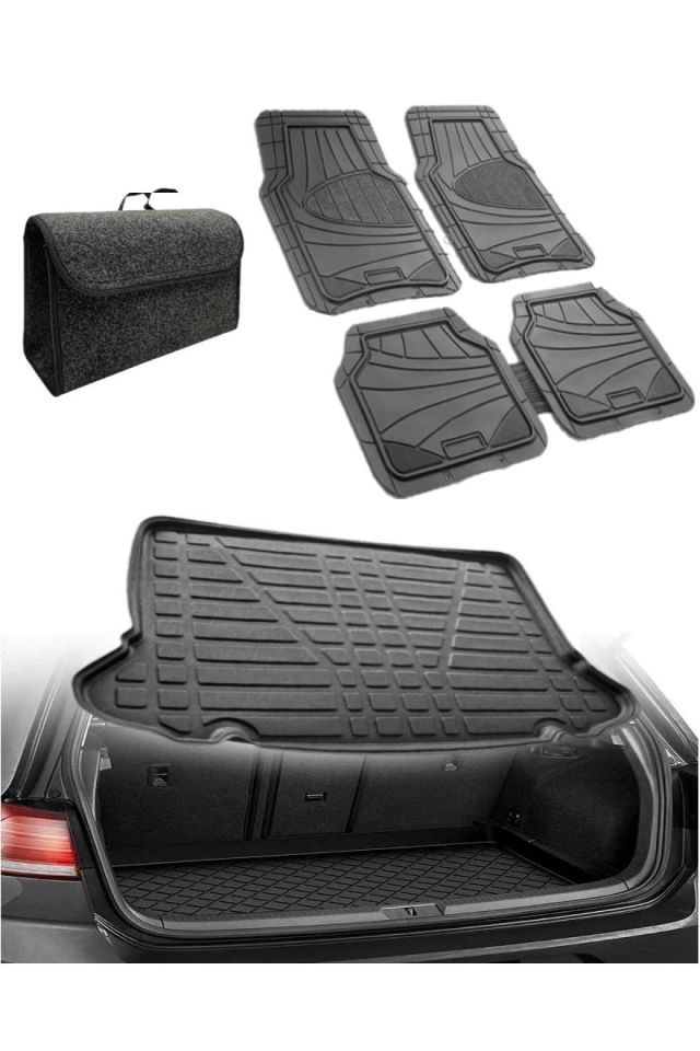 Fiat Tempra 1988-2000 Uyumlu Kokusuz 3d Bagaj Havuzu+3d Star Siyah Havuzlu Paspas
