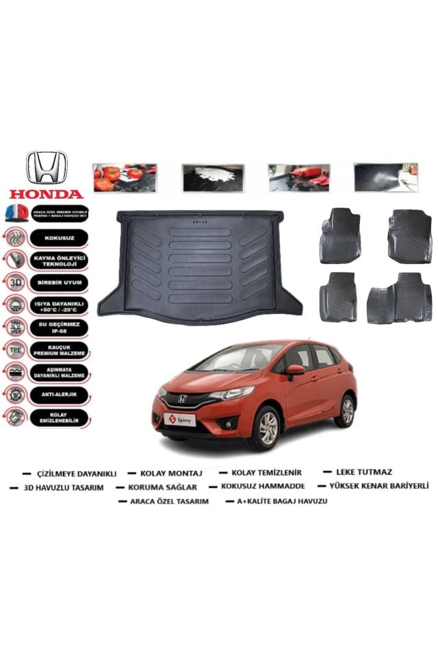 Honda Jazz 2015 Model Bagaj Havuzu Araca Özel Paspas Takımı Prrox