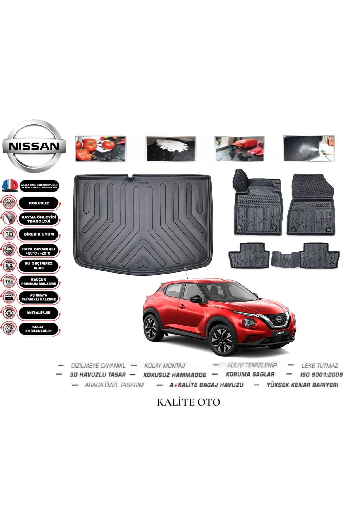 Nissan Juke 2024 Model 3D Bagaj Havuzu+4D Havuzlu Paspas Setii