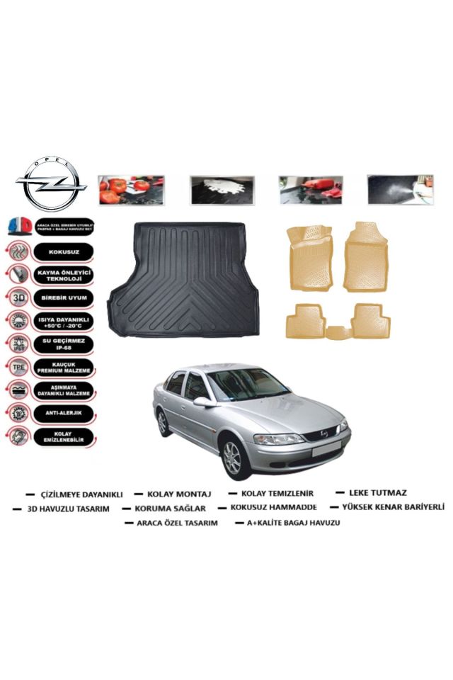 Opel Vectra B 1997 Model Bagaj Havuzu+Araca Özel Bej Paspas Takımı Flex