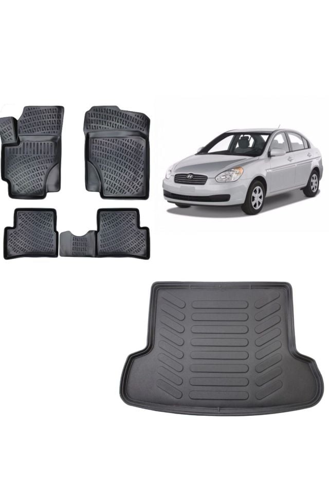 Hyundai Accent Era 2010 Model 3D Bagaj Havuzu+3D Havuzlu Araca Özel Paspas Takımı