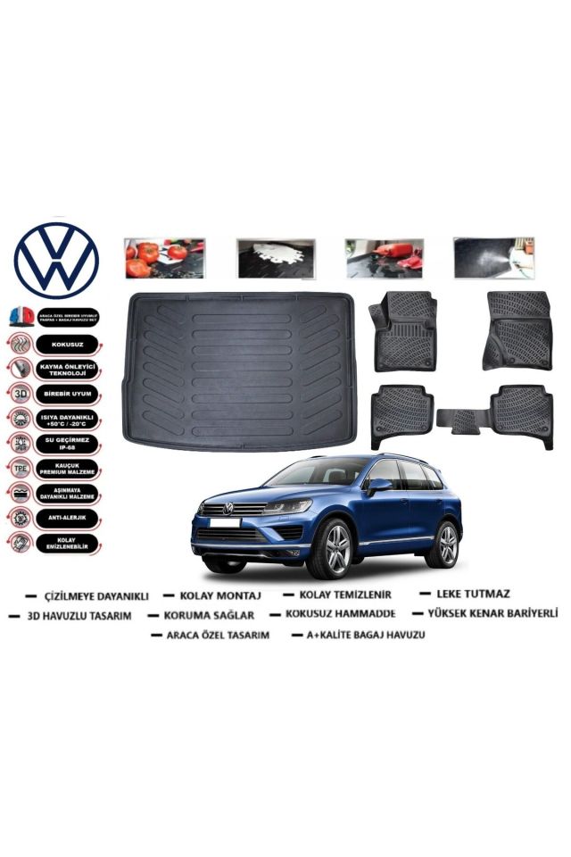 Volkswagen Touareq 2014 Model Bagaj Havuzu Araca Özel Paspas Takımı Prrox