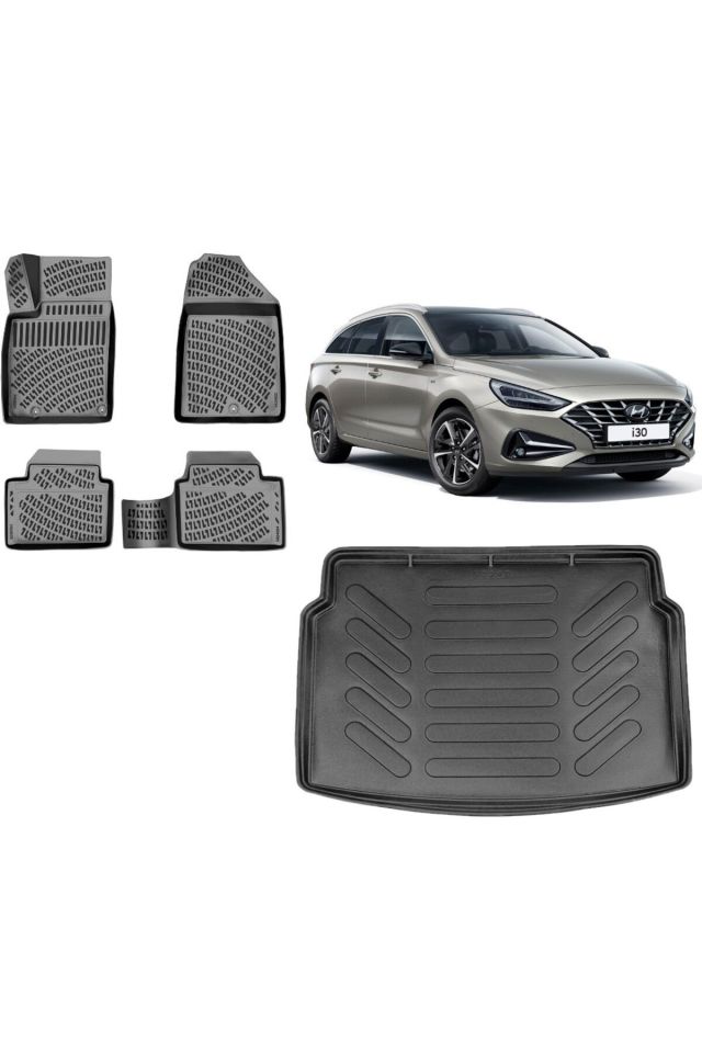 Hyundai i30 2023 Üst Kademe Bagaj Havuzu+3D Havuzlu Araca Özel Paspas Takımı