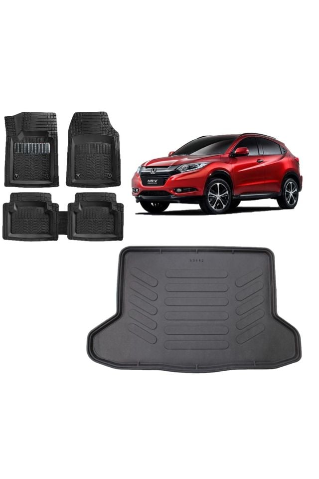 Honda HR-V 2018 Model Stepneli 3D Bagaj Havuzu+3D Havuzlu Maximum Karbon Kromlu Paspas