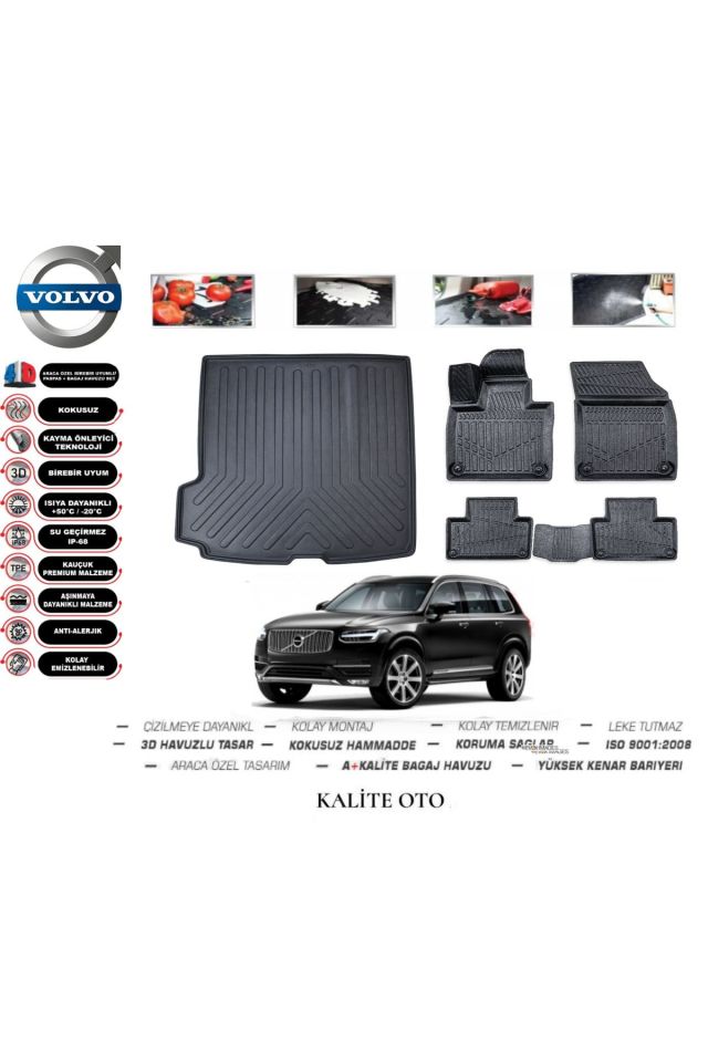 Volvo XC90 2020 Model 3D Bagaj Havuzu+4D Havuzlu Paspas Seti