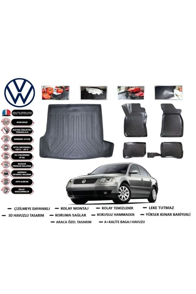 Volkswagen Passat B5 2003 Model Bagaj Havuzu Araca Özel Paspas Takımı Flex