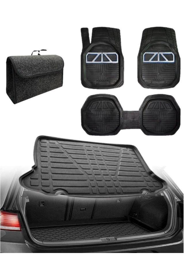Honda Civic Sedan 2012 -2015 Uyumlu Kokusuz 3d Bagaj Havuzu+3d Extra Gri Komlu Havuzlu Paspas