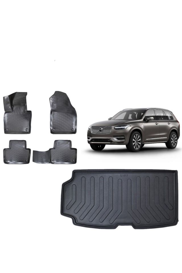 Volvo XC90 2016 Model 7 Koltuk 3D Bagaj Havuzu+3D Havuzlu Araca Özel Paspas Takımı