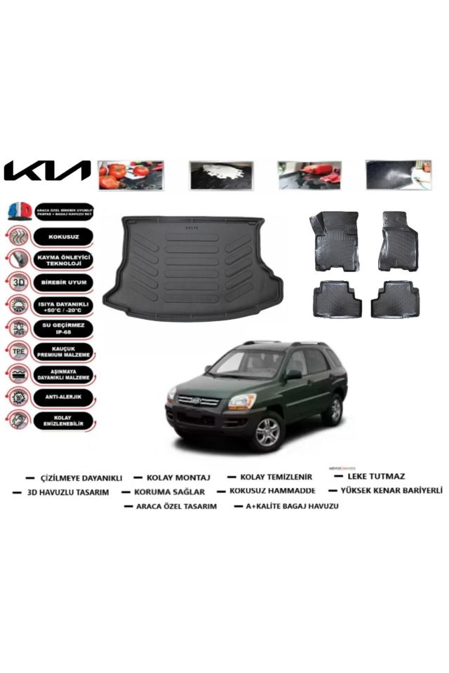 Kia Sportage 2009 Model Bagaj Havuzu Araca Özel Paspas Takımı Prrox