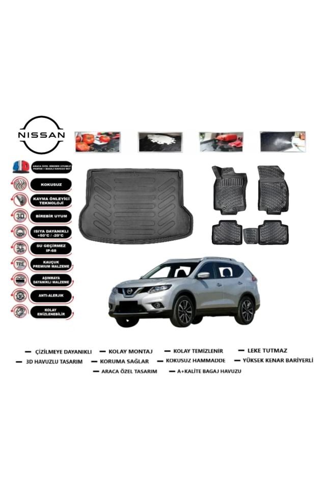 Nissan X-Trail 7 Koltuk 2019 Model Bagaj Havuzu Araca Özel Paspas Takımı Prrox