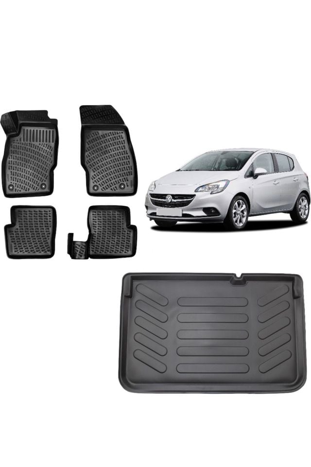 Opel Corsa E 2017 Model 3D Üst Bagaj Havuzu+3D Havuzlu Araca Özel Paspas Takımı