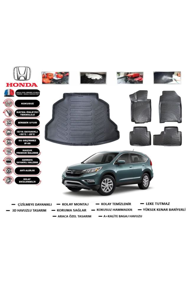 Honda CRV 2013 Model Bagaj Havuzu Araca Özel Paspas Takımı Prrox