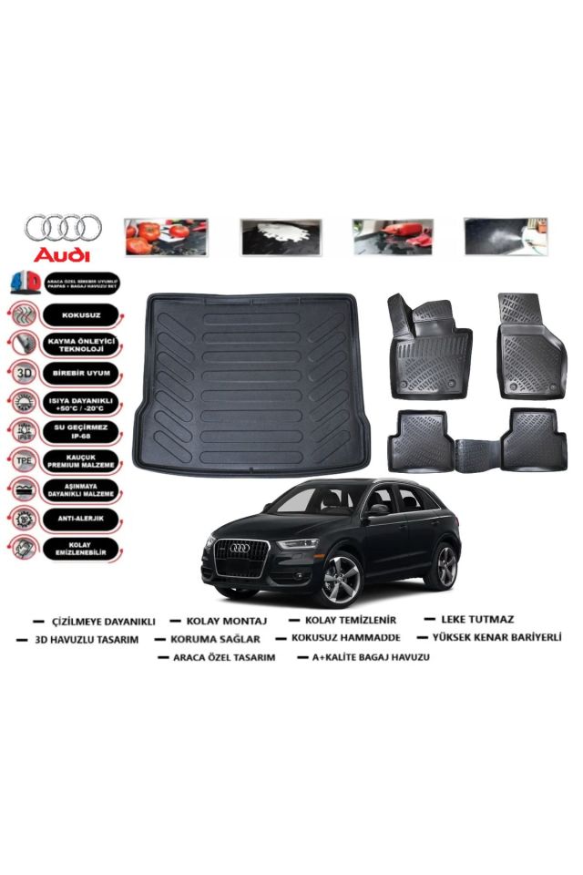 Audi Q3 2017 Model Bagaj Havuzu Araca Özel Paspas Takımı Prrox