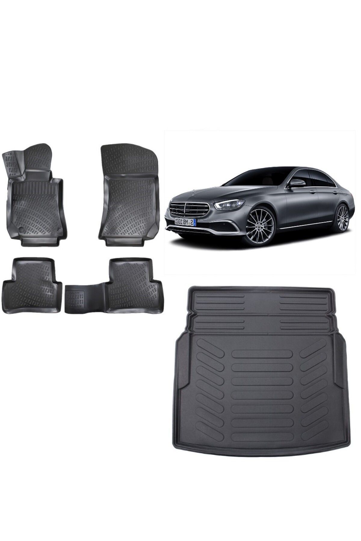 Mercedes E Serisi W213 2020 Model Rampalı 3D Bagaj Havuzu+3D Havuzlu Araca Özel Paspas Takımı