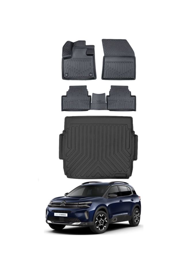 Citroen C5 Aircross 2020 Model Üst Bagaj Havuzu Araca Özel Siyah Paspas Takımı
