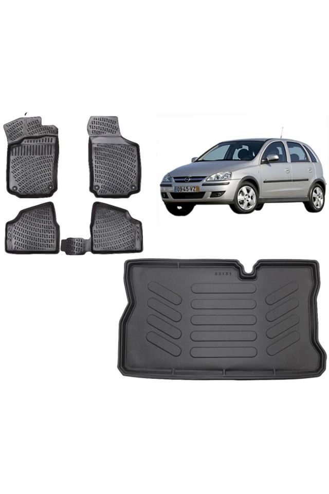 Opel Corsa C 2006 Model 3D Bagaj Havuzu+3D Havuzlu Araca Özel Paspas Takımı