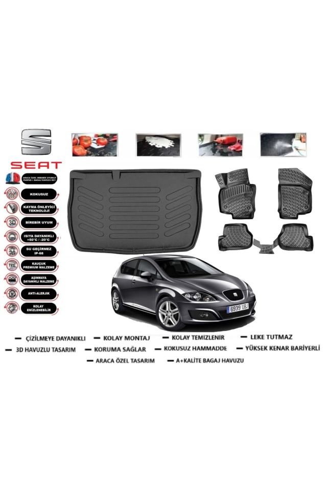 Seat Leon 2012 Model Bagaj Havuzu Araca Özel Paspas Takımı Prrox