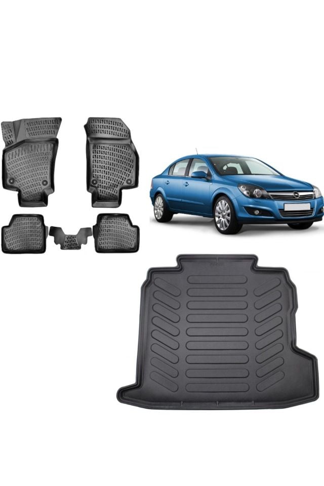 Opel Astra H Sedan 2008 Model 3D Bagaj Havuzu+3D Havuzlu Araca Özel Paspas Takımı