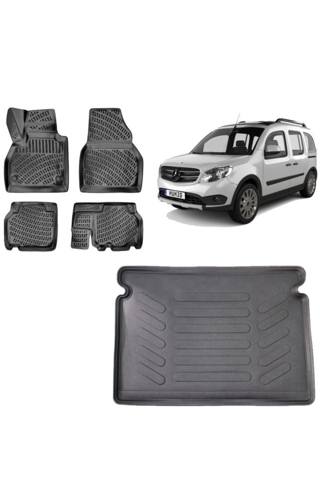 Mercedes Citan 2013 Model 3D Bagaj Havuzu+3D Havuzlu Araca Özel Paspas Takımı